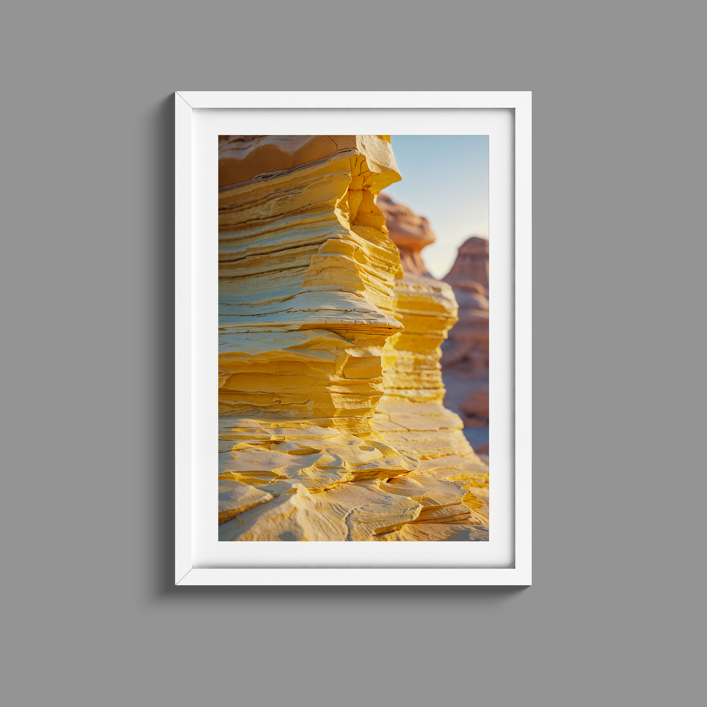 Gorgeous yellow sandstone rock face print