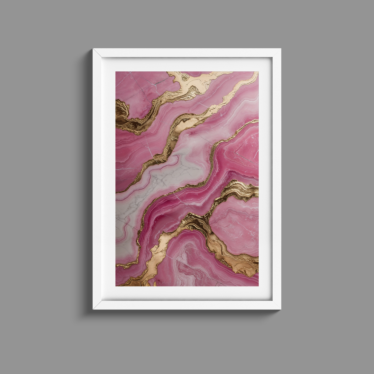 Stunning set of three pink marble and gold prints
