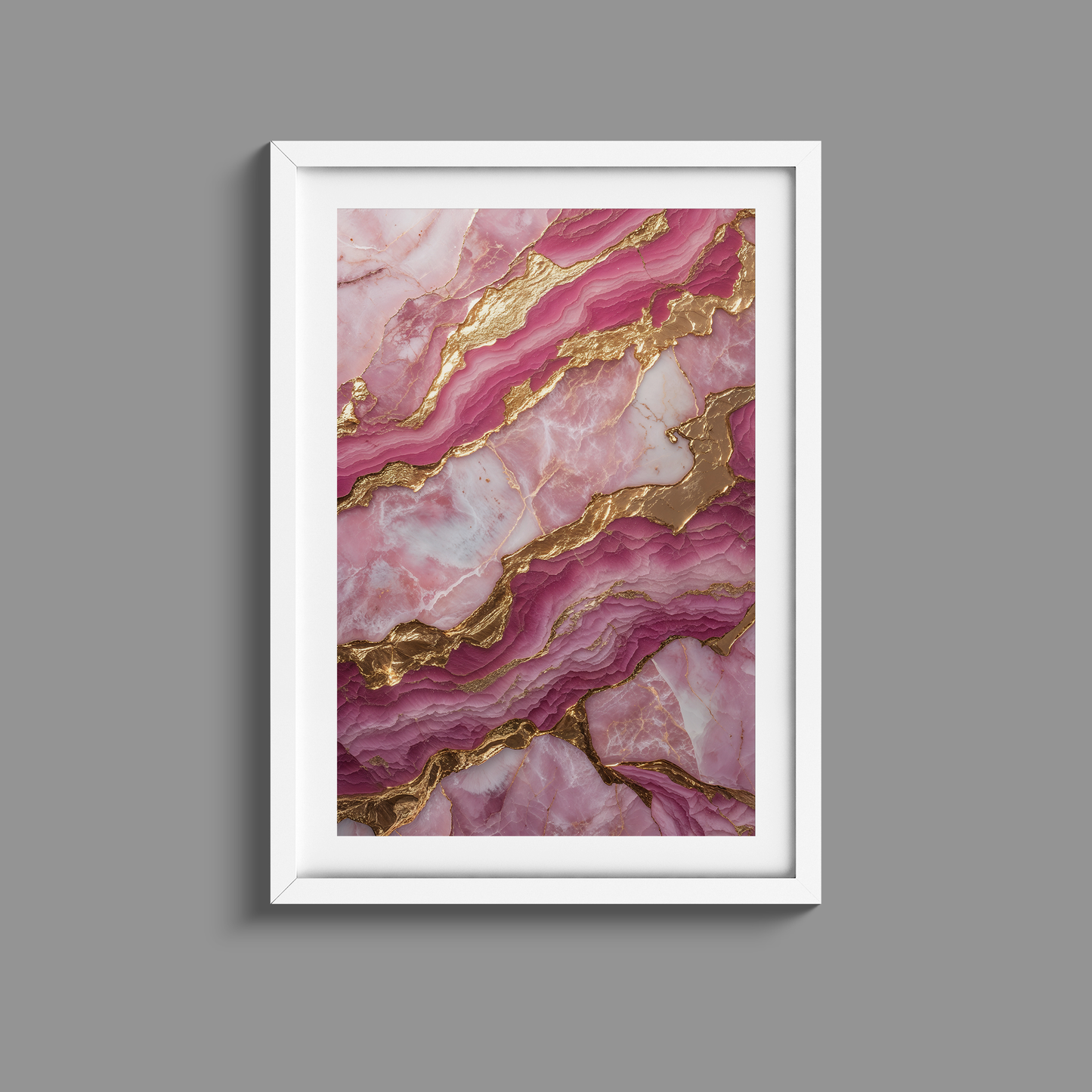 Stunning set of three pink marble and gold prints