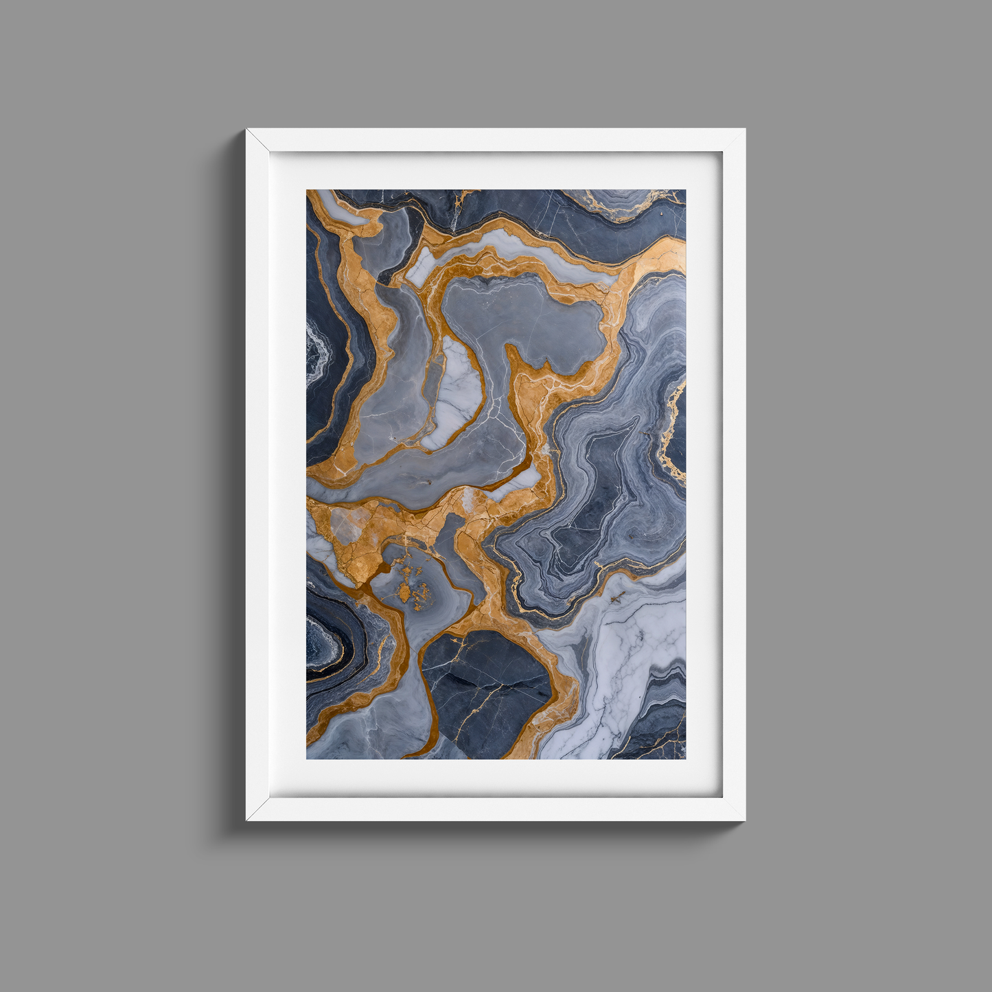 Stunning set of three grey marble and gold prints