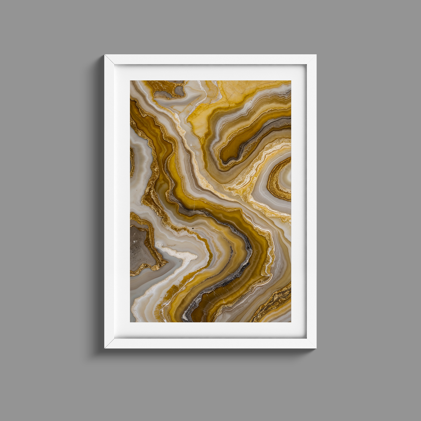 Stunning set of three yellow marble and gold prints