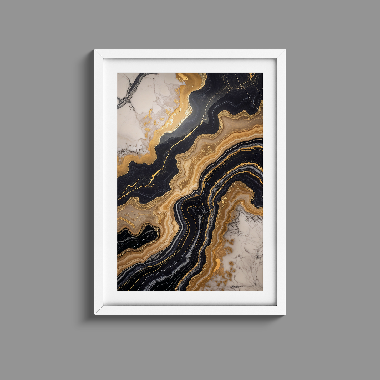 Stunning set of three black marble and gold prints
