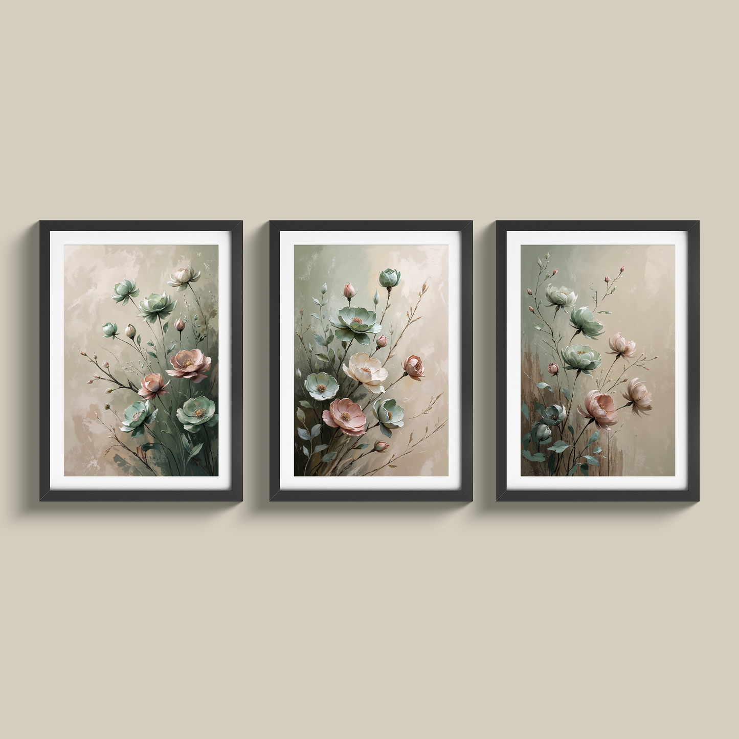 Gorgeous set of three flower prints