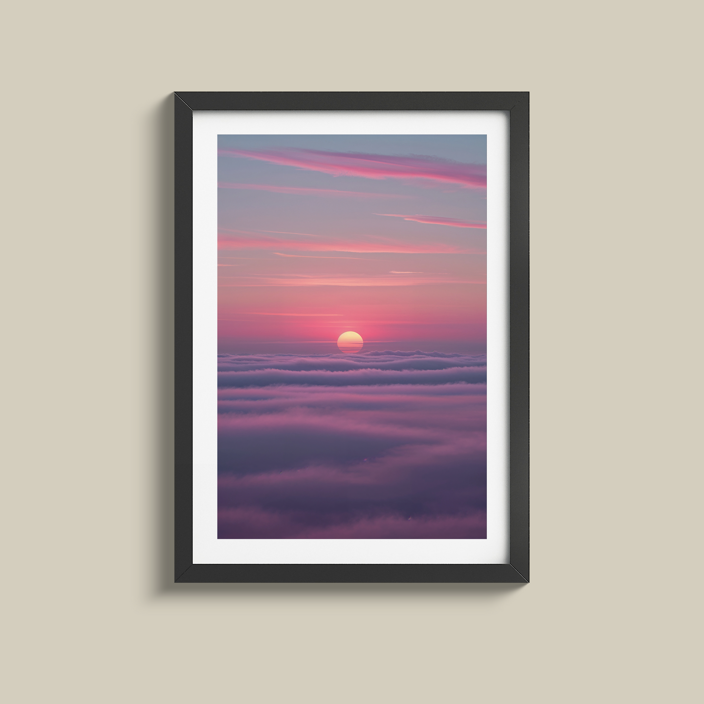 Soothing set of three dusty pink sunsets