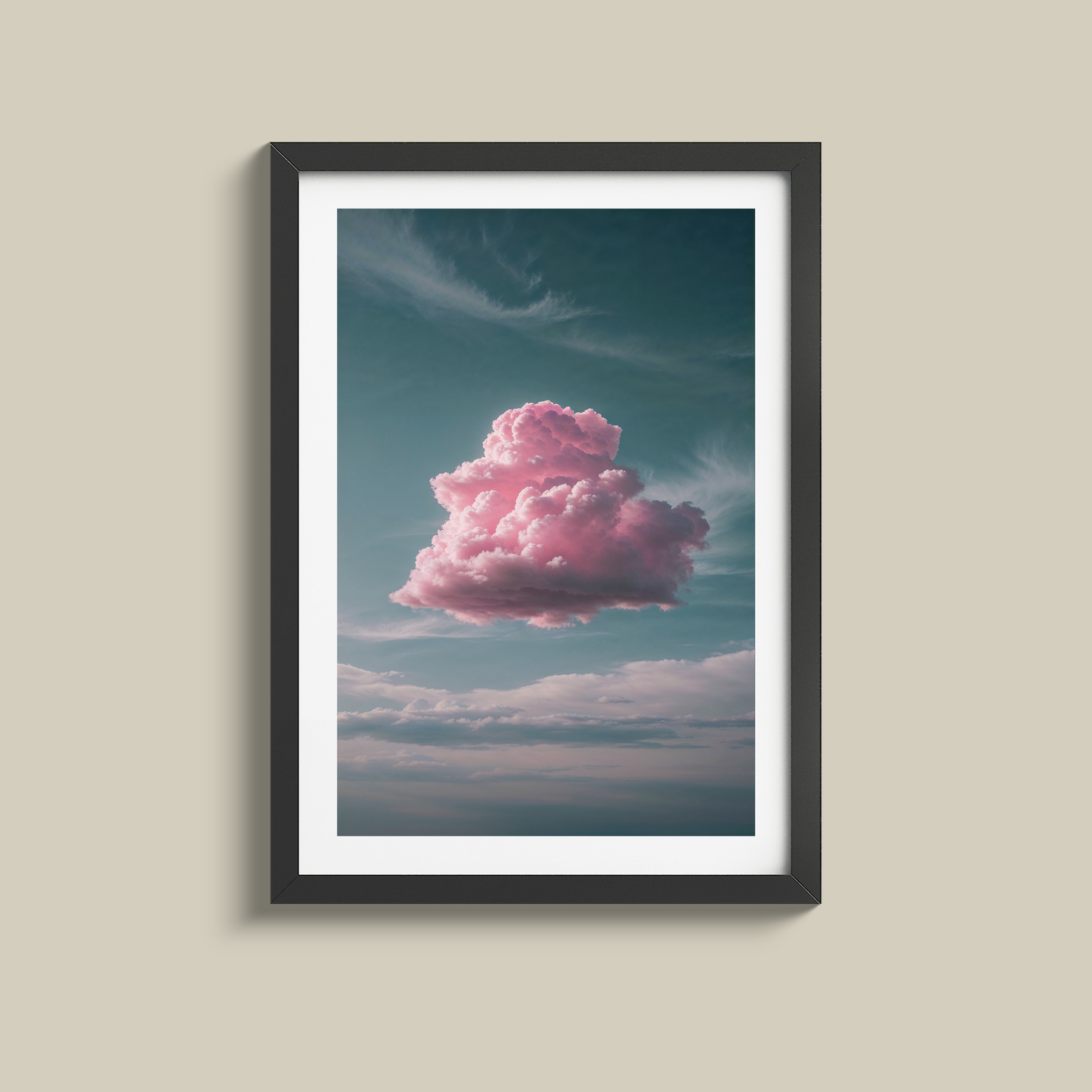 Gorgeous pink cloud and grey sky print