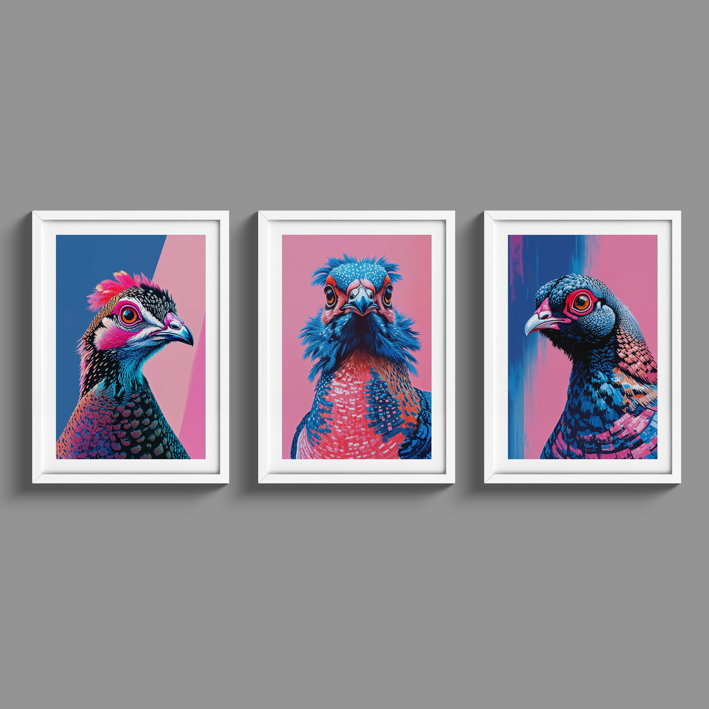 Stunning Pop art Poultry set of three prints