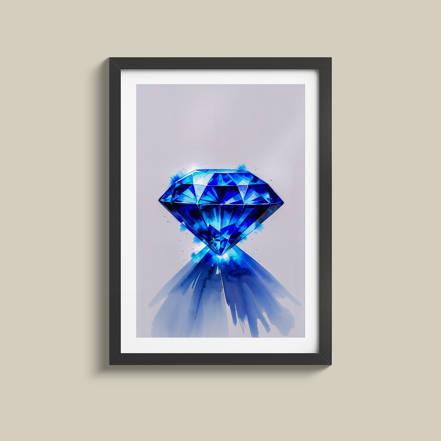 Elegant Watercolour Blue diamond print