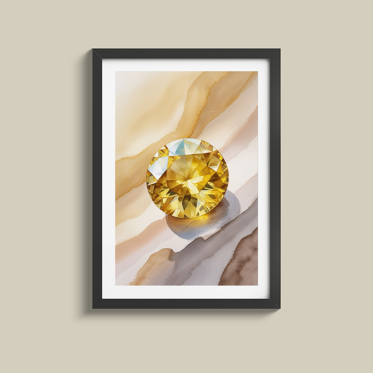 Elegant Watercolour yellow diamond print