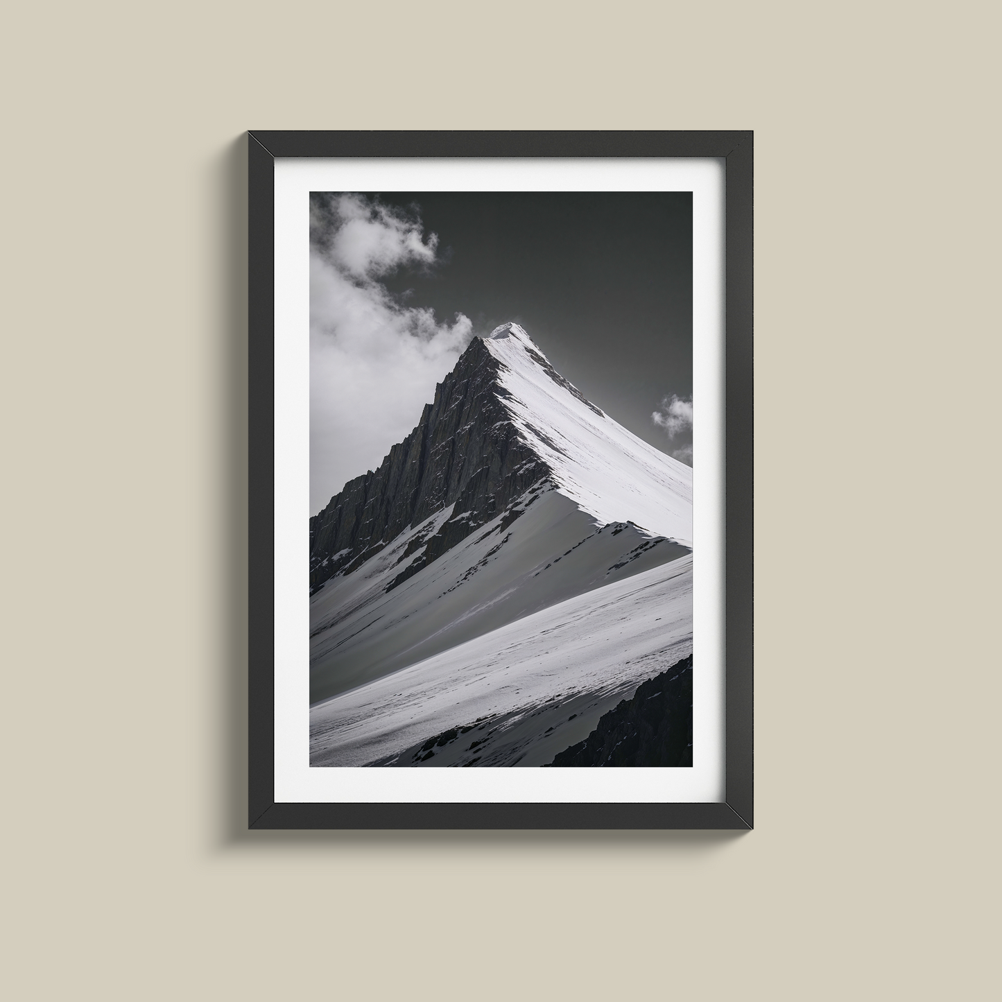 Gorgeous black and white snow capped mountain print 2