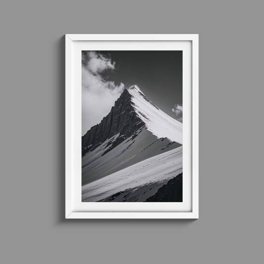 Gorgeous black and white snow capped mountain print 2