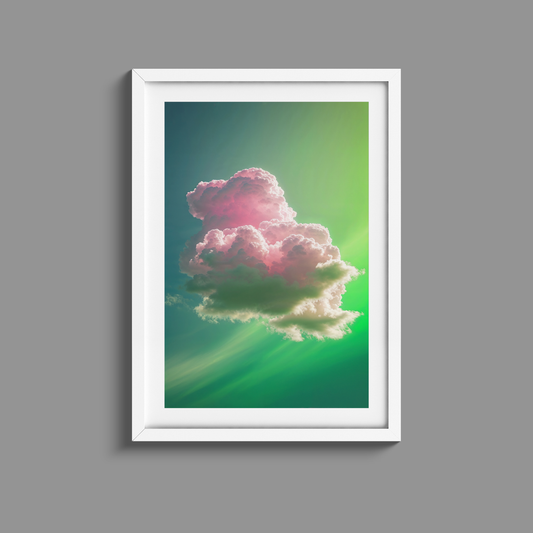 Gorgeous pink cloud and green sky print