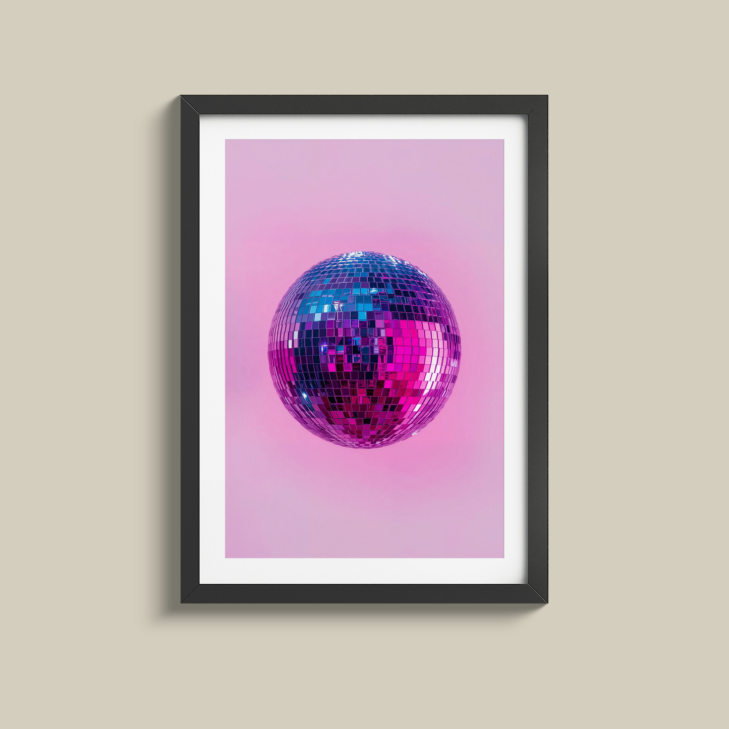 Vibrant Pink and Purple Disco Ball Print.