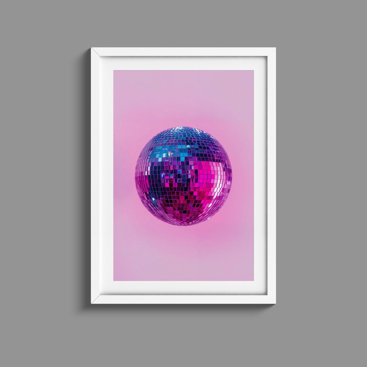 Vibrant Pink and Purple Disco Ball Print.