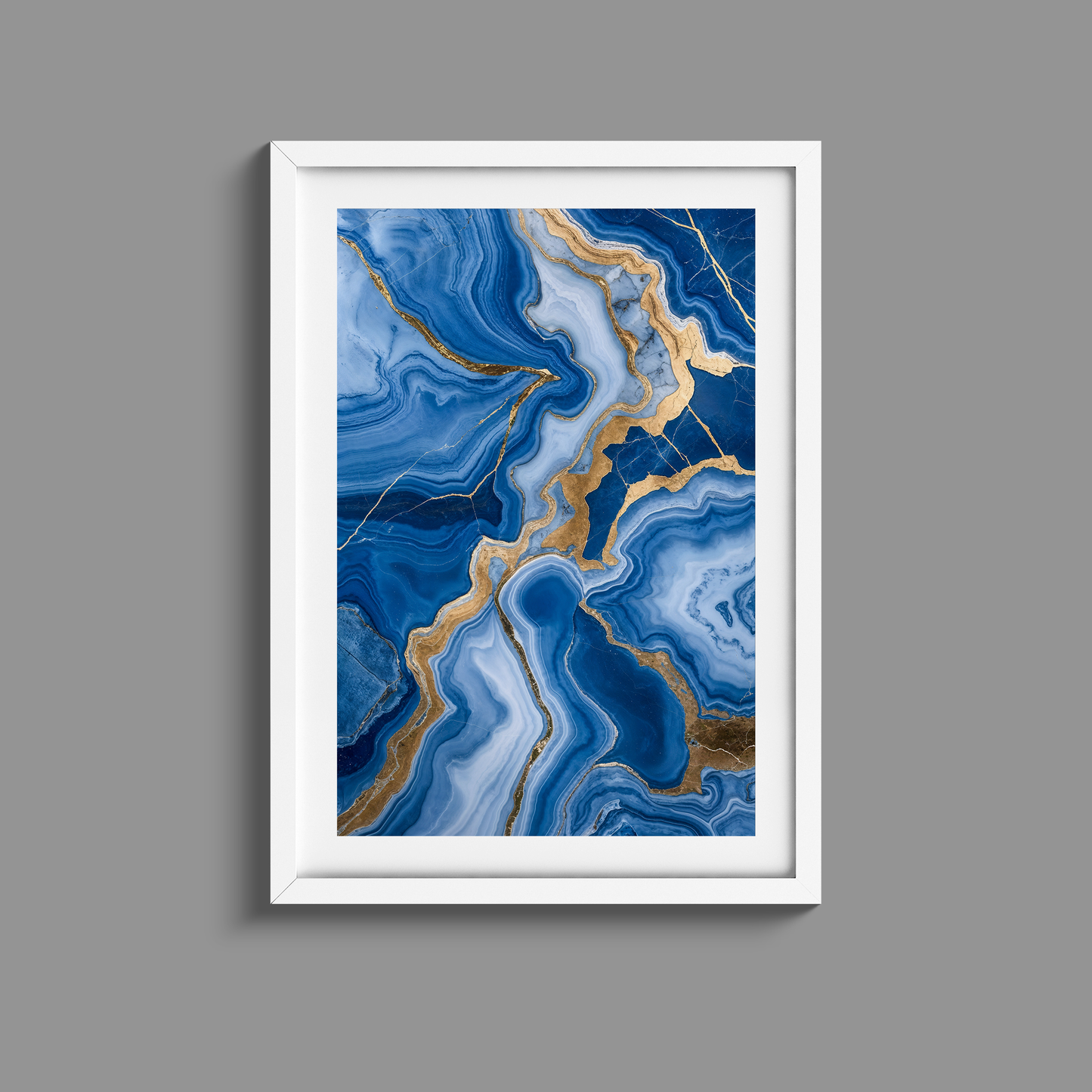 Stunning set of three blue marble and gold prints