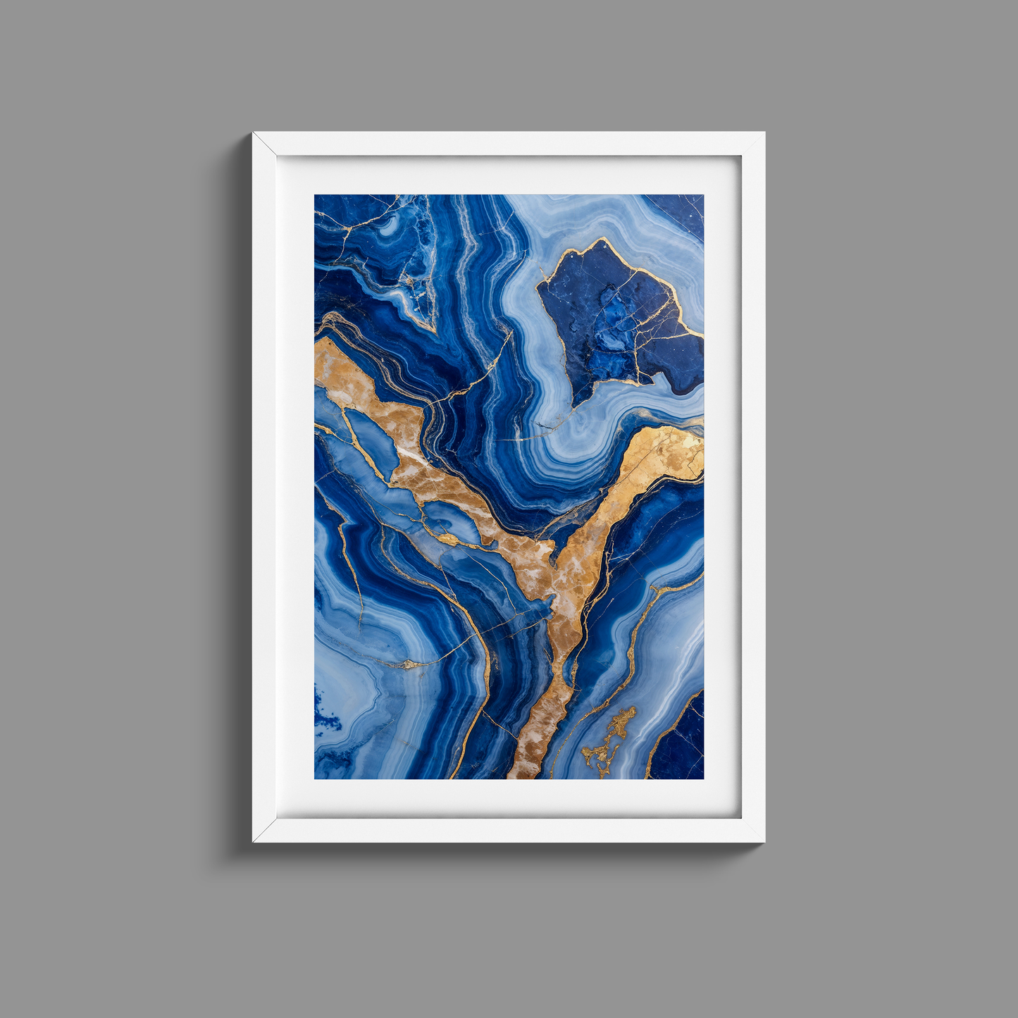 Stunning set of three blue marble and gold prints