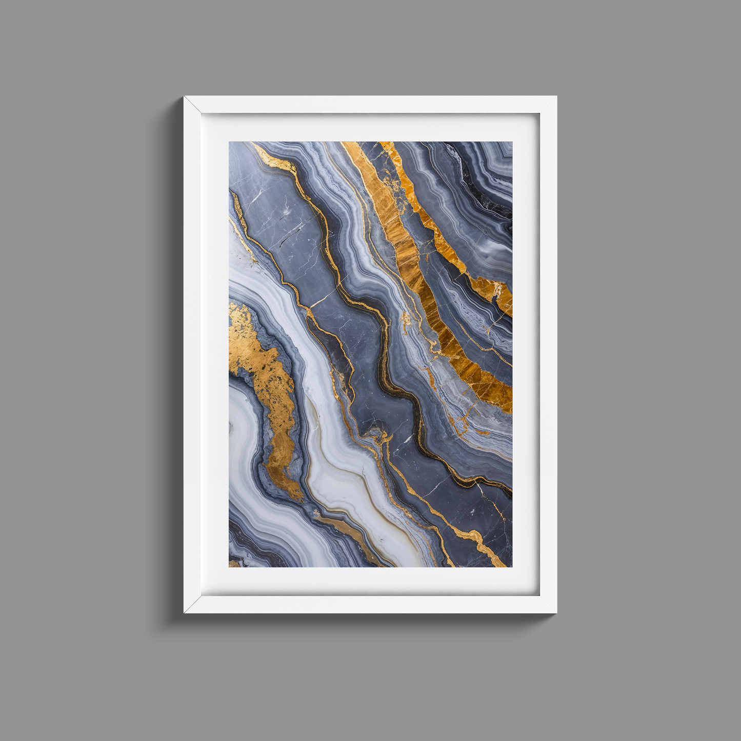 Stunning set of three grey marble and gold prints