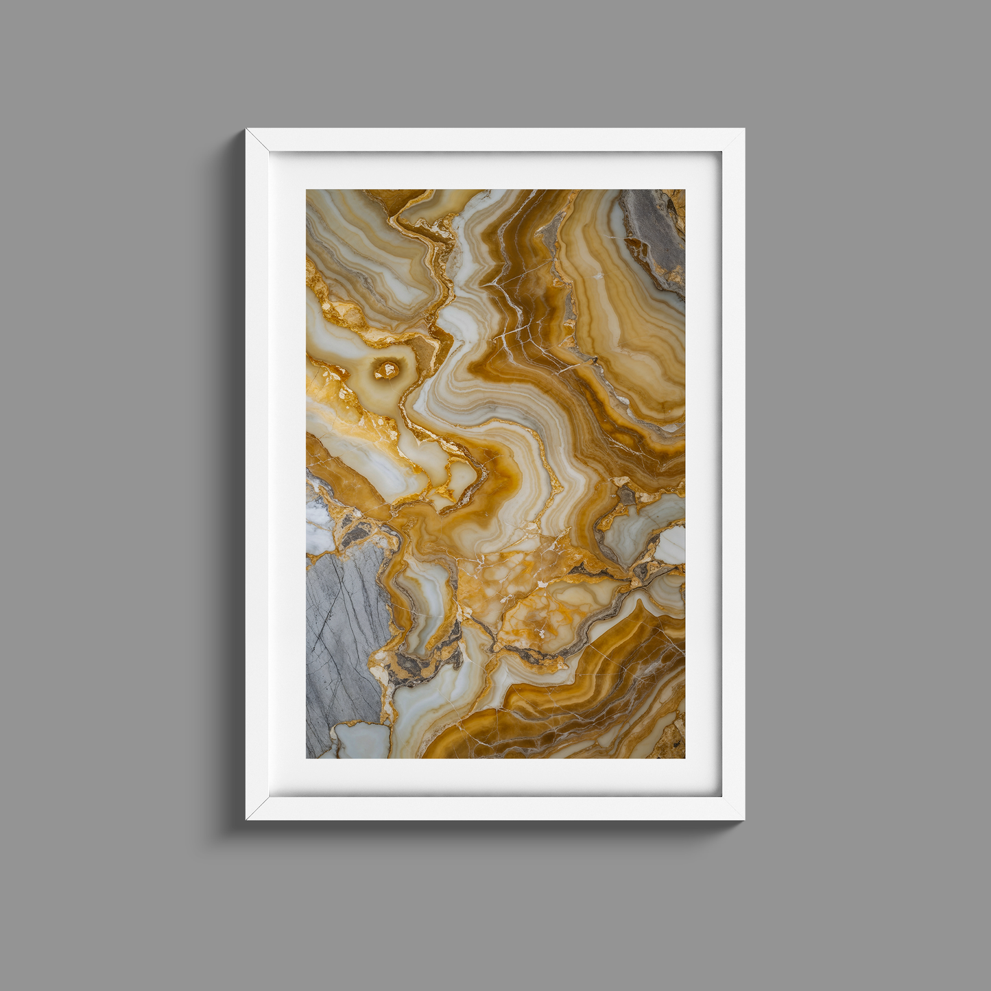Stunning set of three yellow marble and gold prints