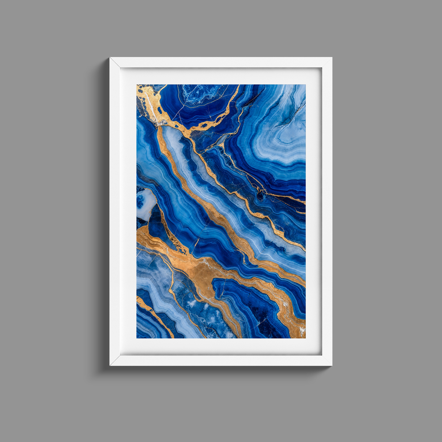 Stunning set of three blue marble and gold prints