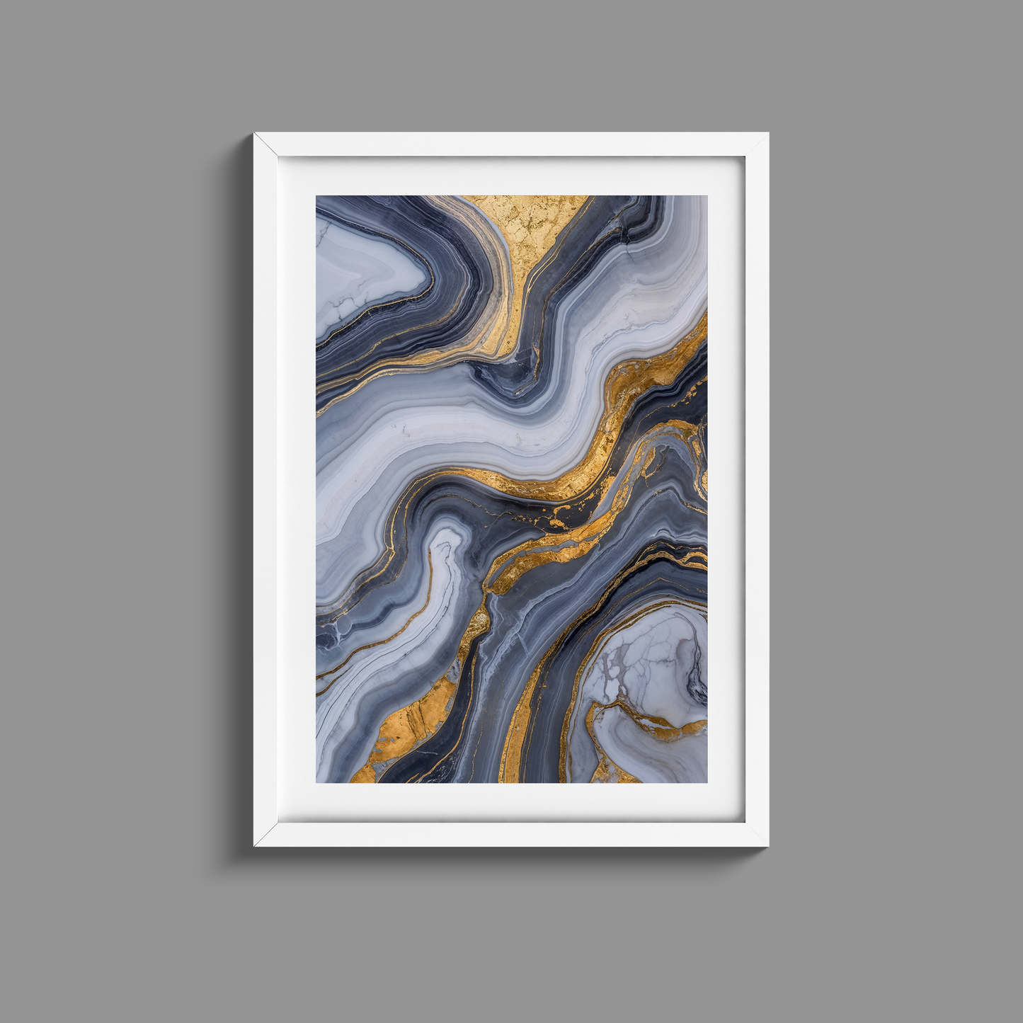 Stunning set of three grey marble and gold prints