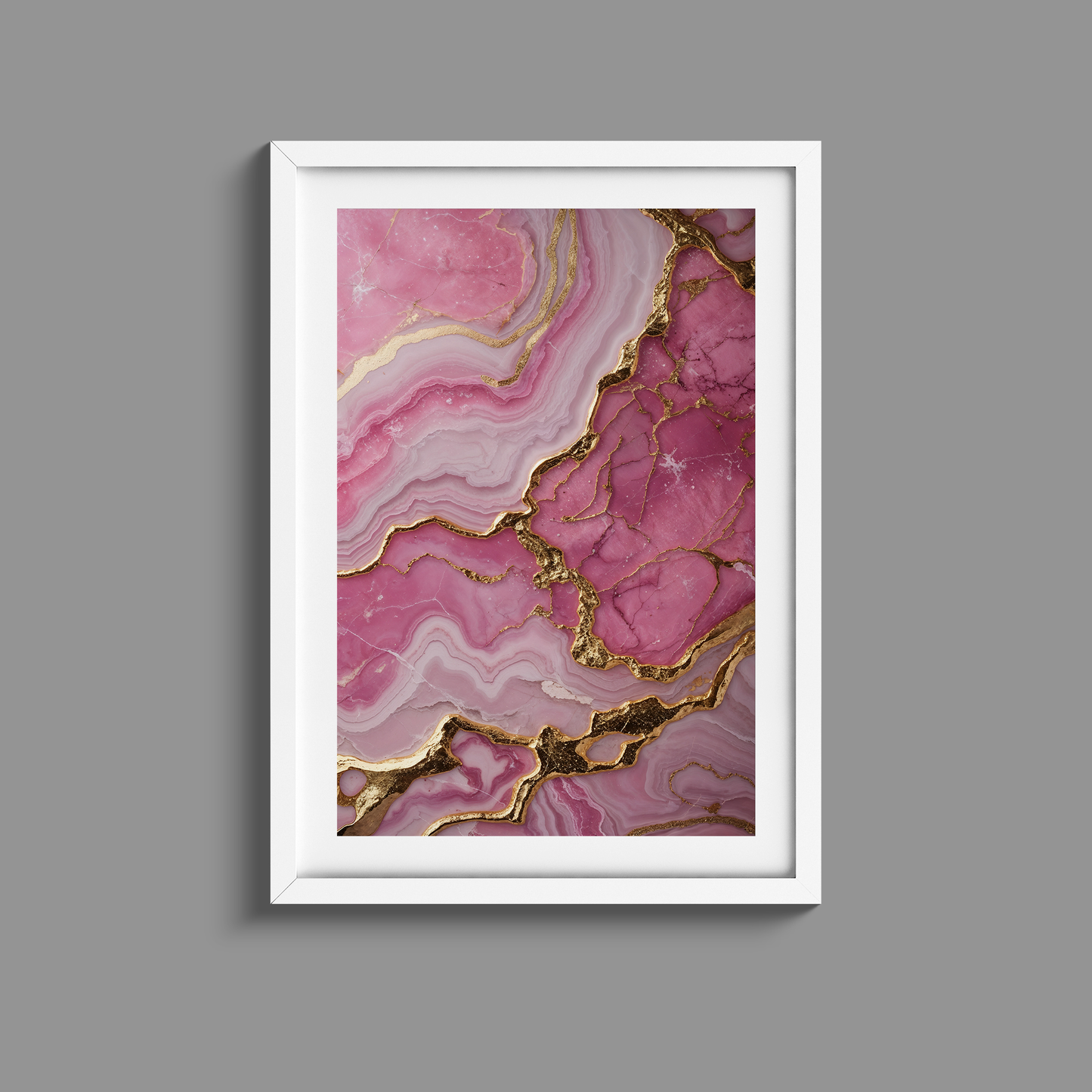 Stunning set of three pink marble and gold prints
