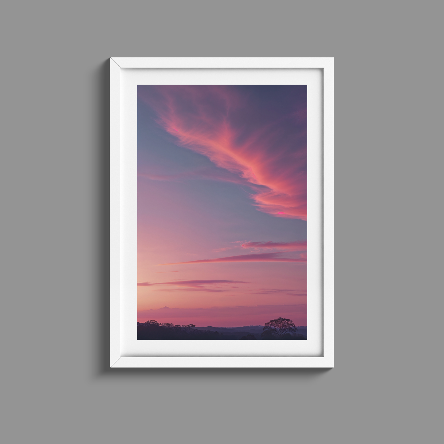 Soothing set of three dusty pink sunsets