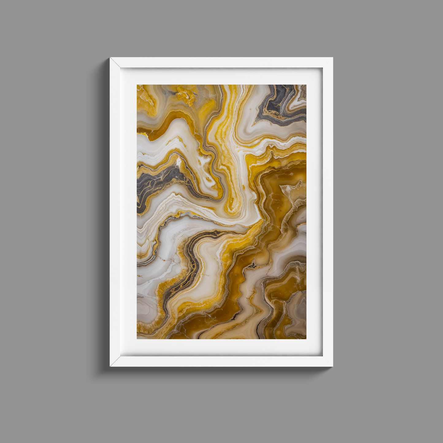 Stunning set of three yellow marble and gold prints
