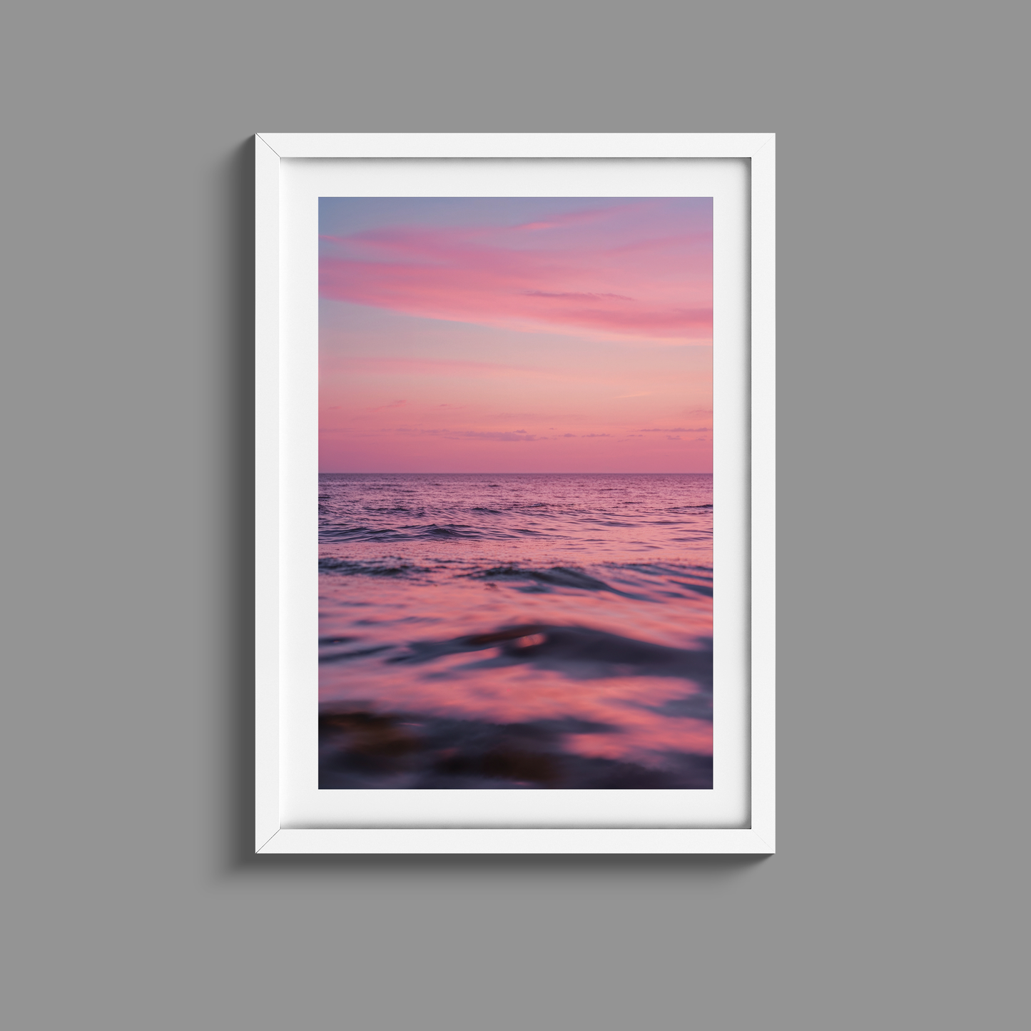 Soothing dusky pink sea sun set print