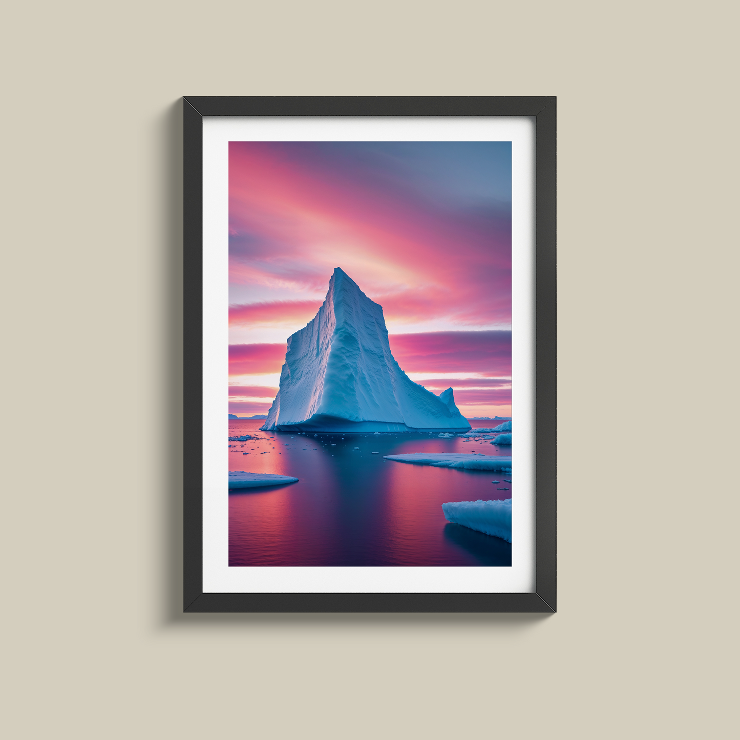 Soothing dusky pink Artic sun set print