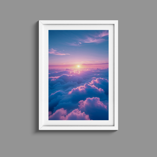 Beautiful blue and pink sunset print