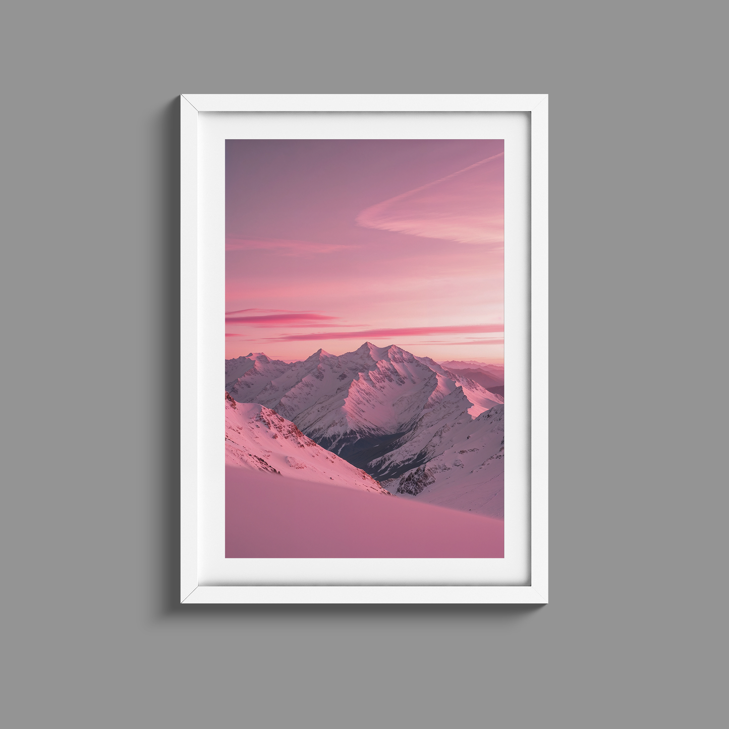 Soothing dusky pink mountain sunset print
