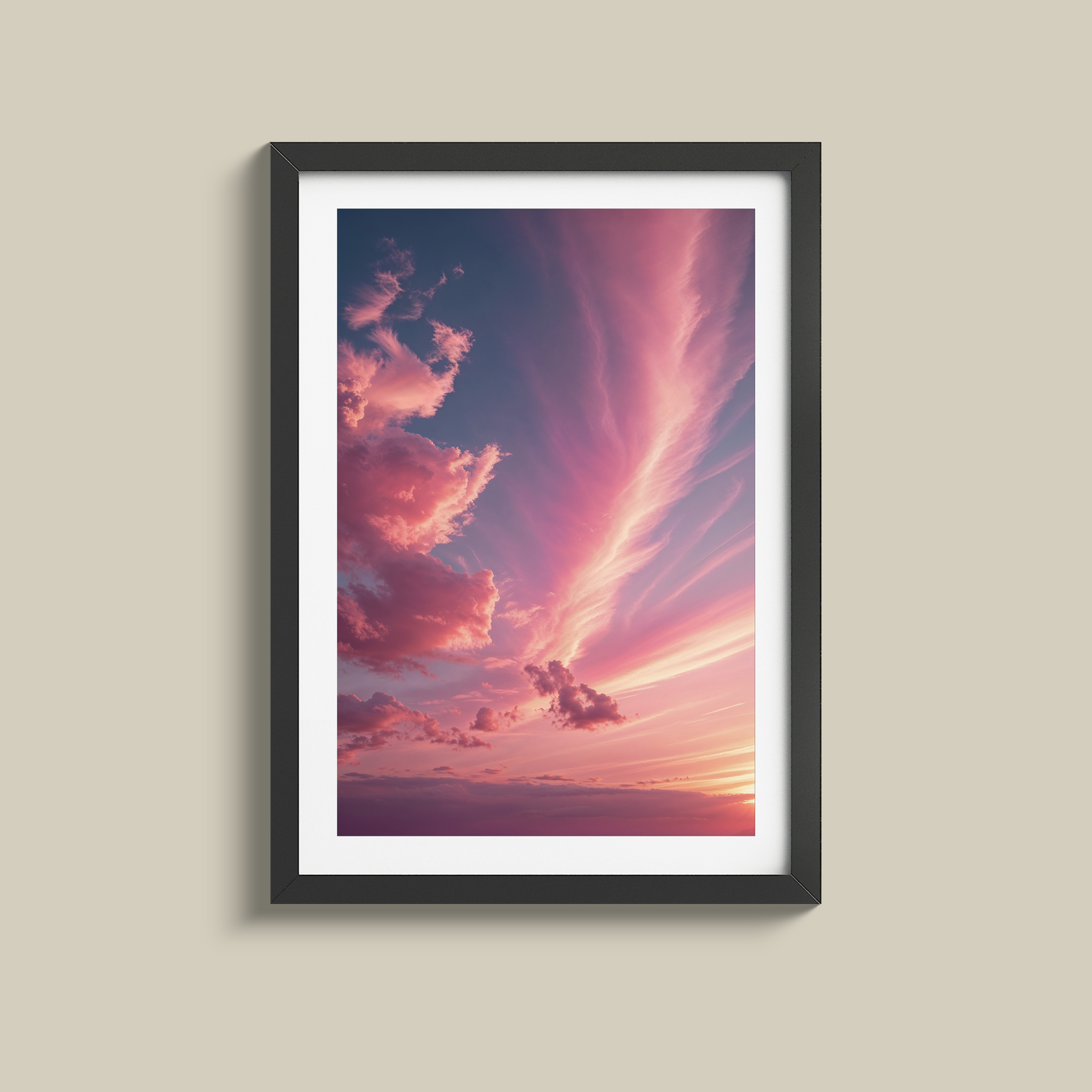 Soothing set of three dusty pink sunsets