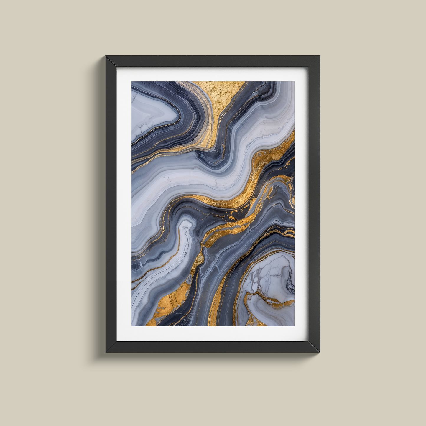 Stunning set of three grey marble and gold prints