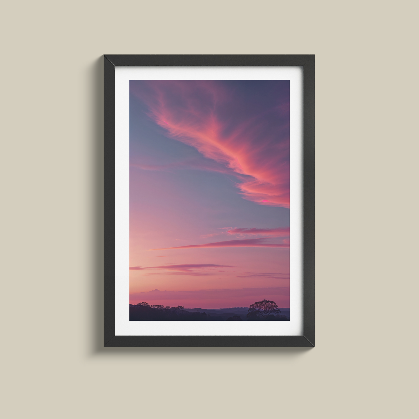 Soothing set of three dusty pink sunsets