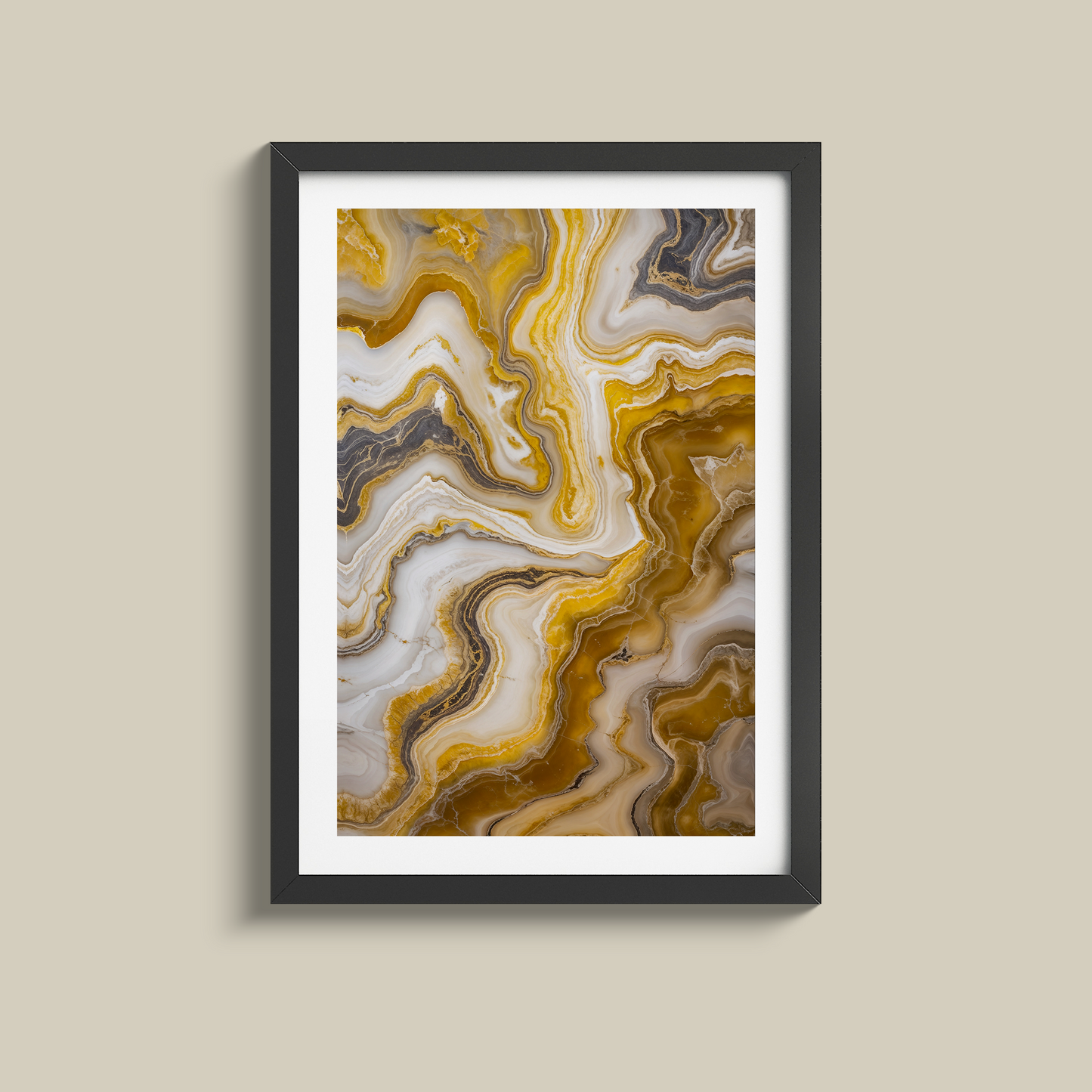 Stunning set of three yellow marble and gold prints