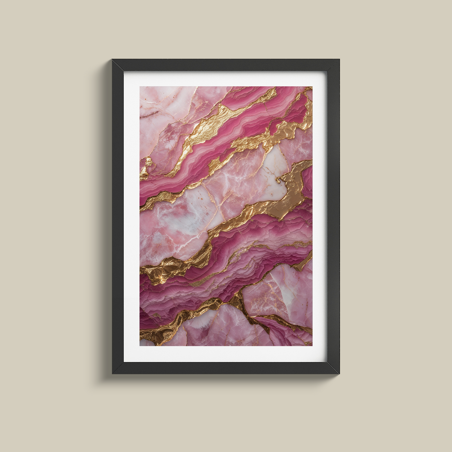 Stunning set of three pink marble and gold prints