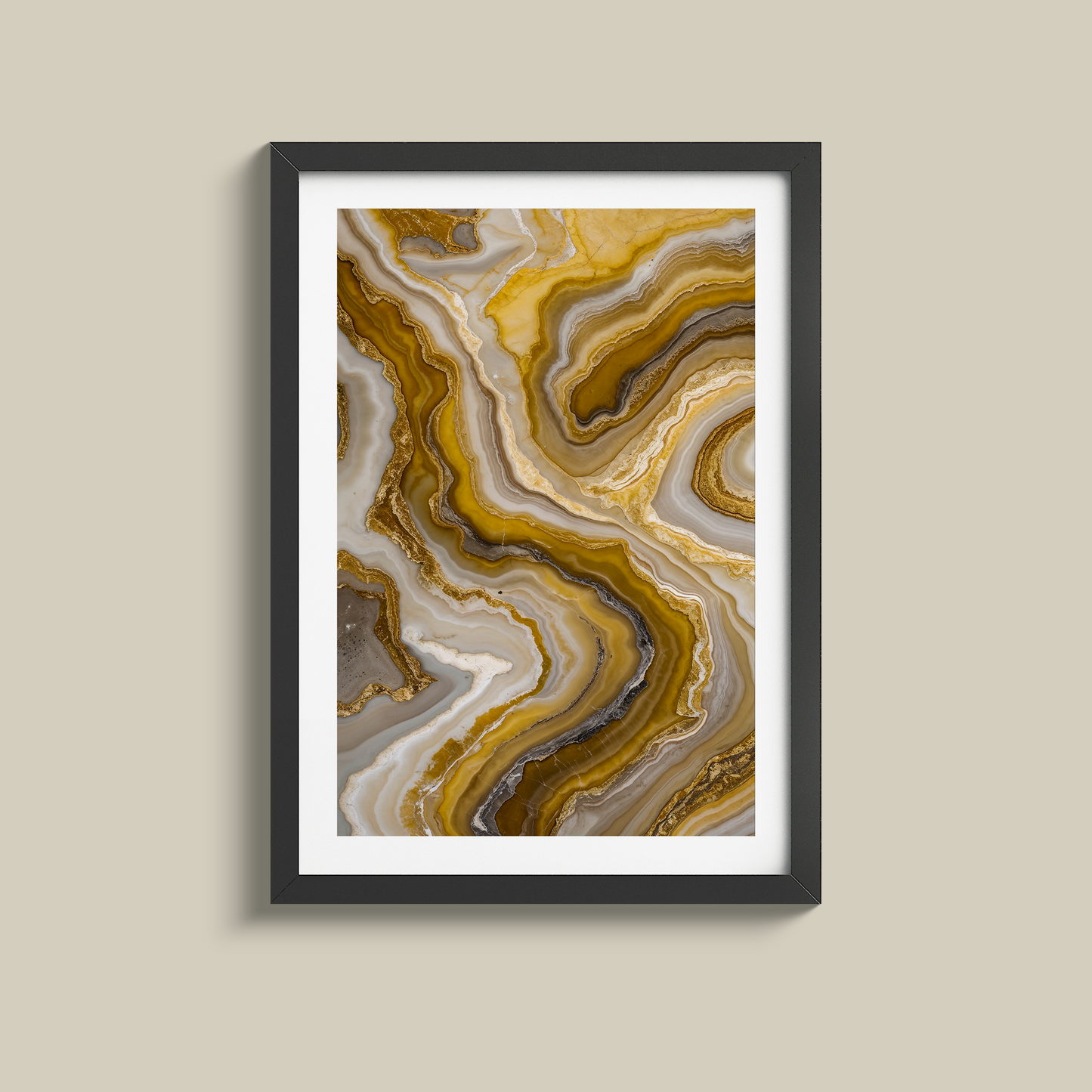 Stunning set of three yellow marble and gold prints