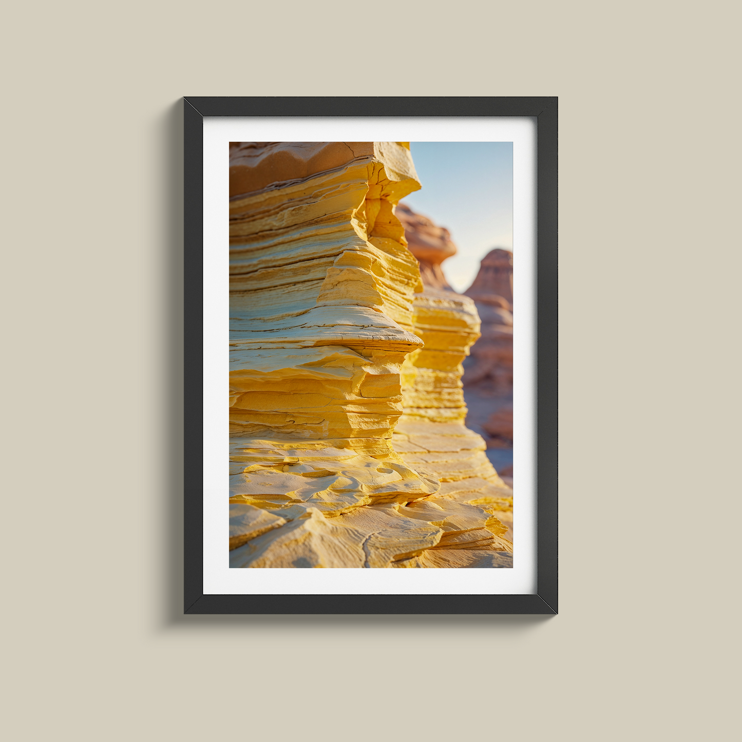 Gorgeous yellow sandstone rock face print
