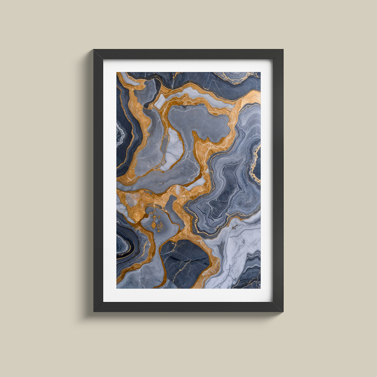Stunning set of three grey marble and gold prints