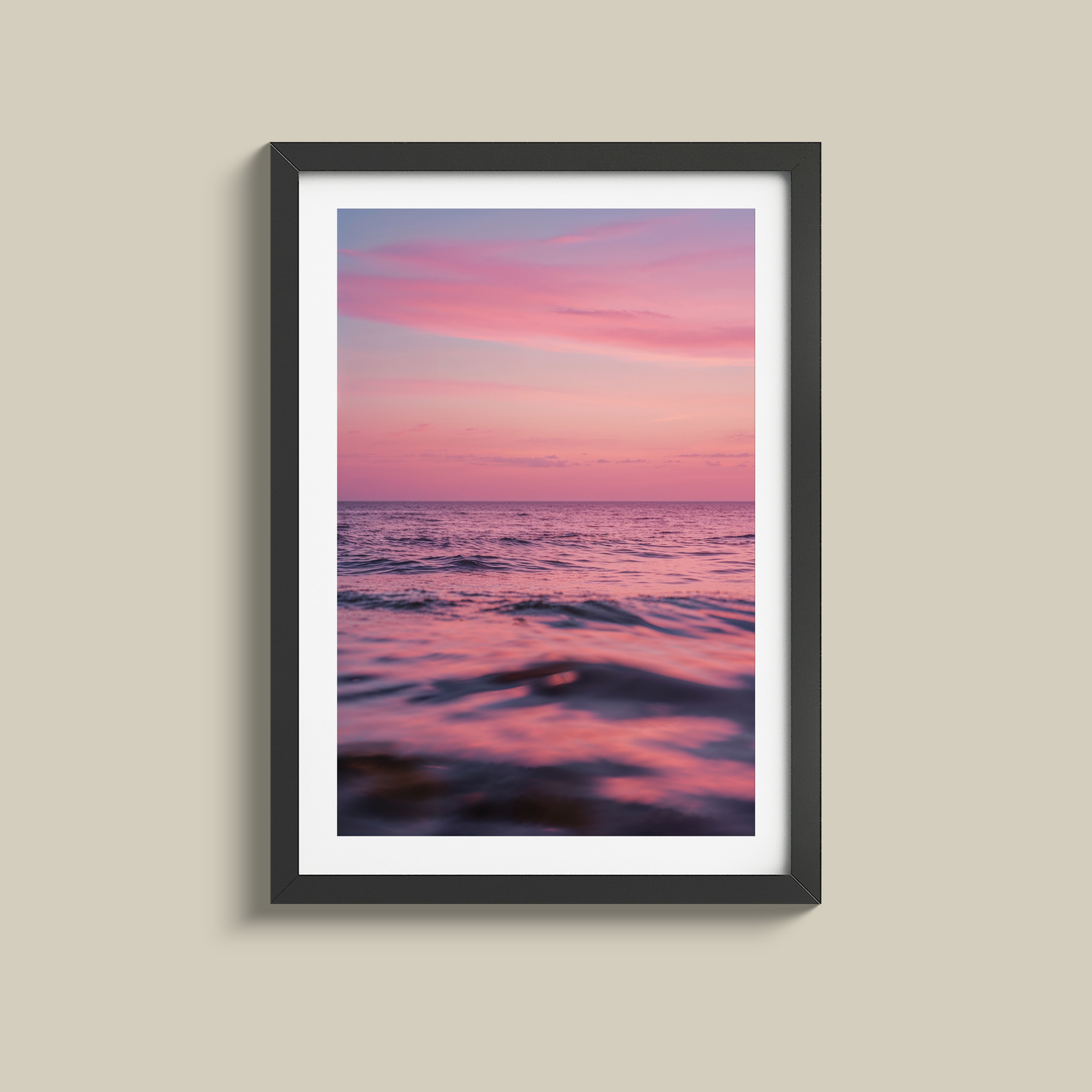 Soothing dusky pink sea sun set print