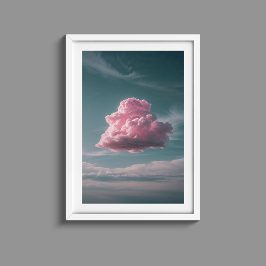 Gorgeous pink cloud and grey sky print