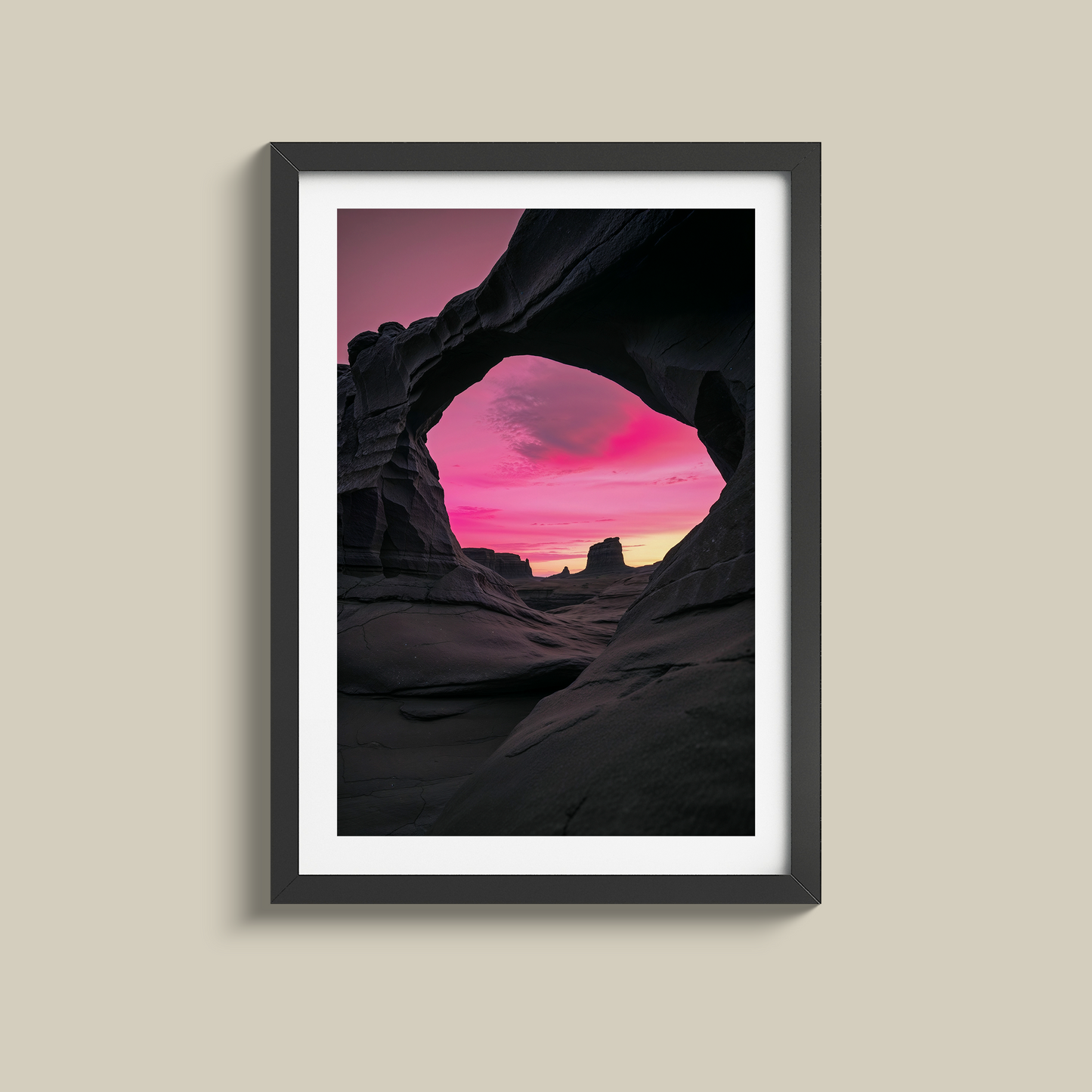 Stunning rock arch pink sunset print