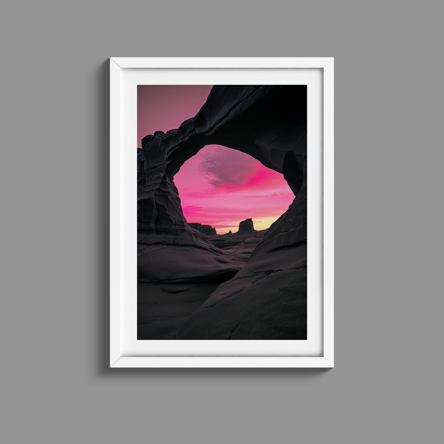 Stunning rock arch pink sunset print