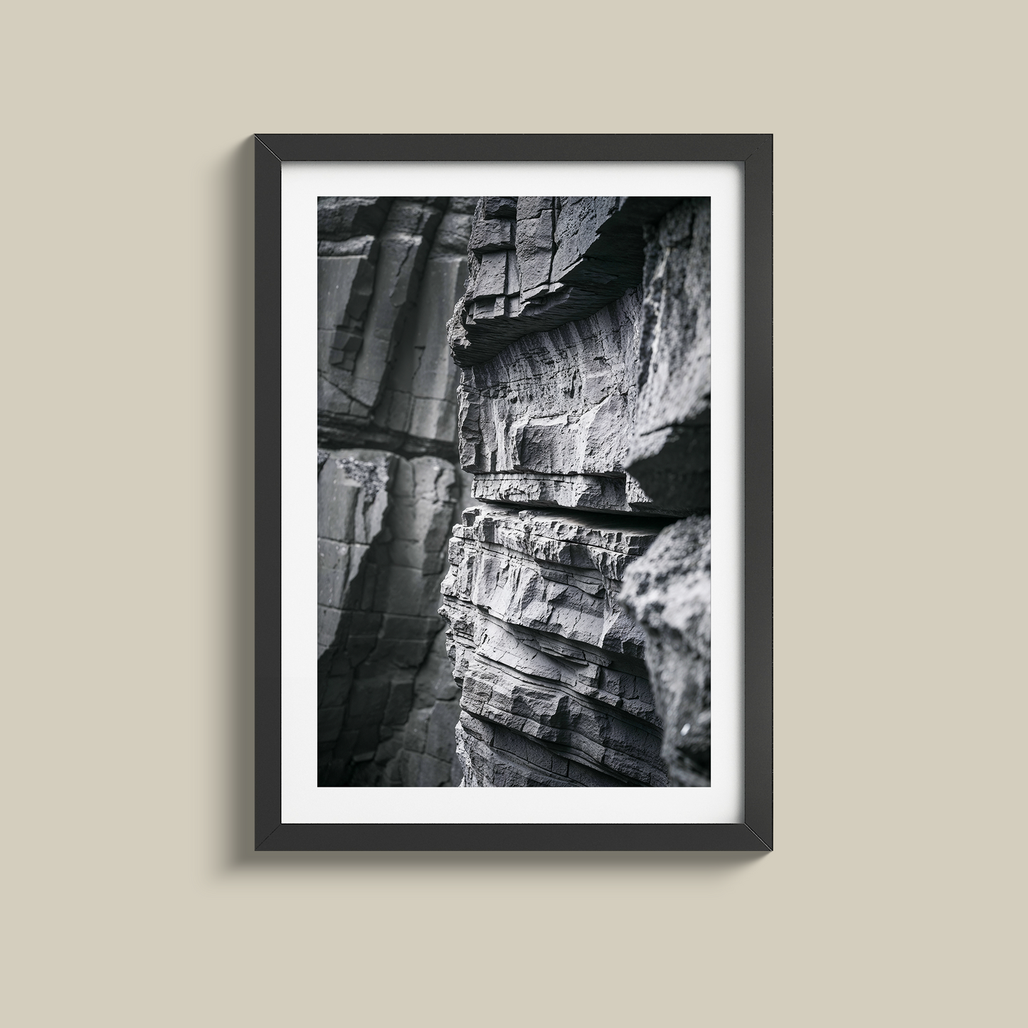 Stunning black and white set of three rock faces