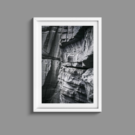 Stunning black and white rock face print 2