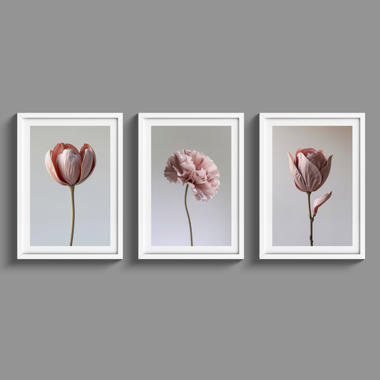 Stunning set of three dusty pink flowers