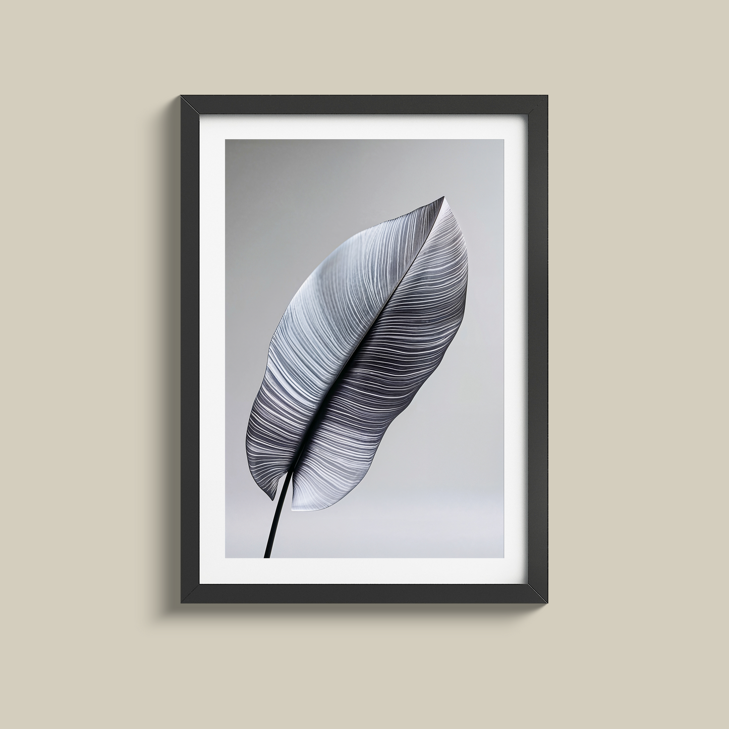 Stunning Black and White minimalist leaf print