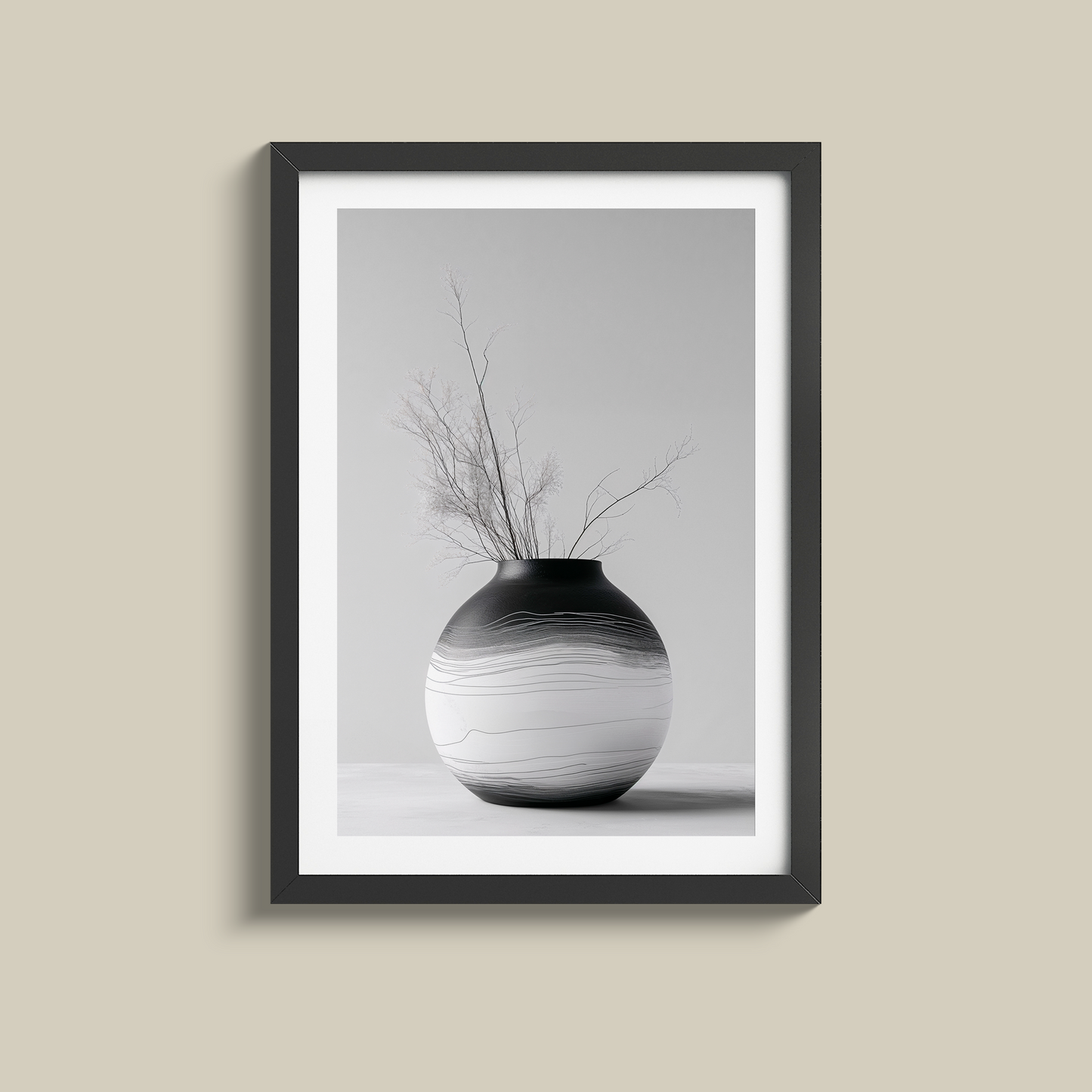 Stunning Black and White minimalist vase and plant print