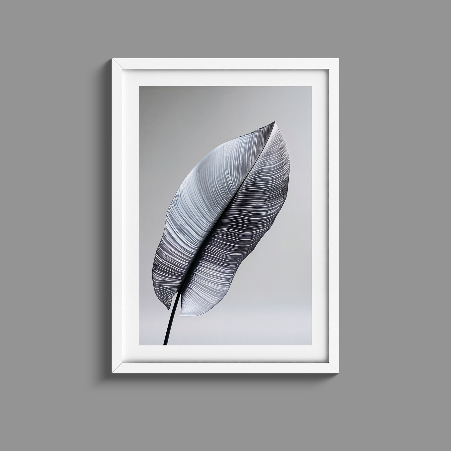Stunning Black and White minimalist leaf print