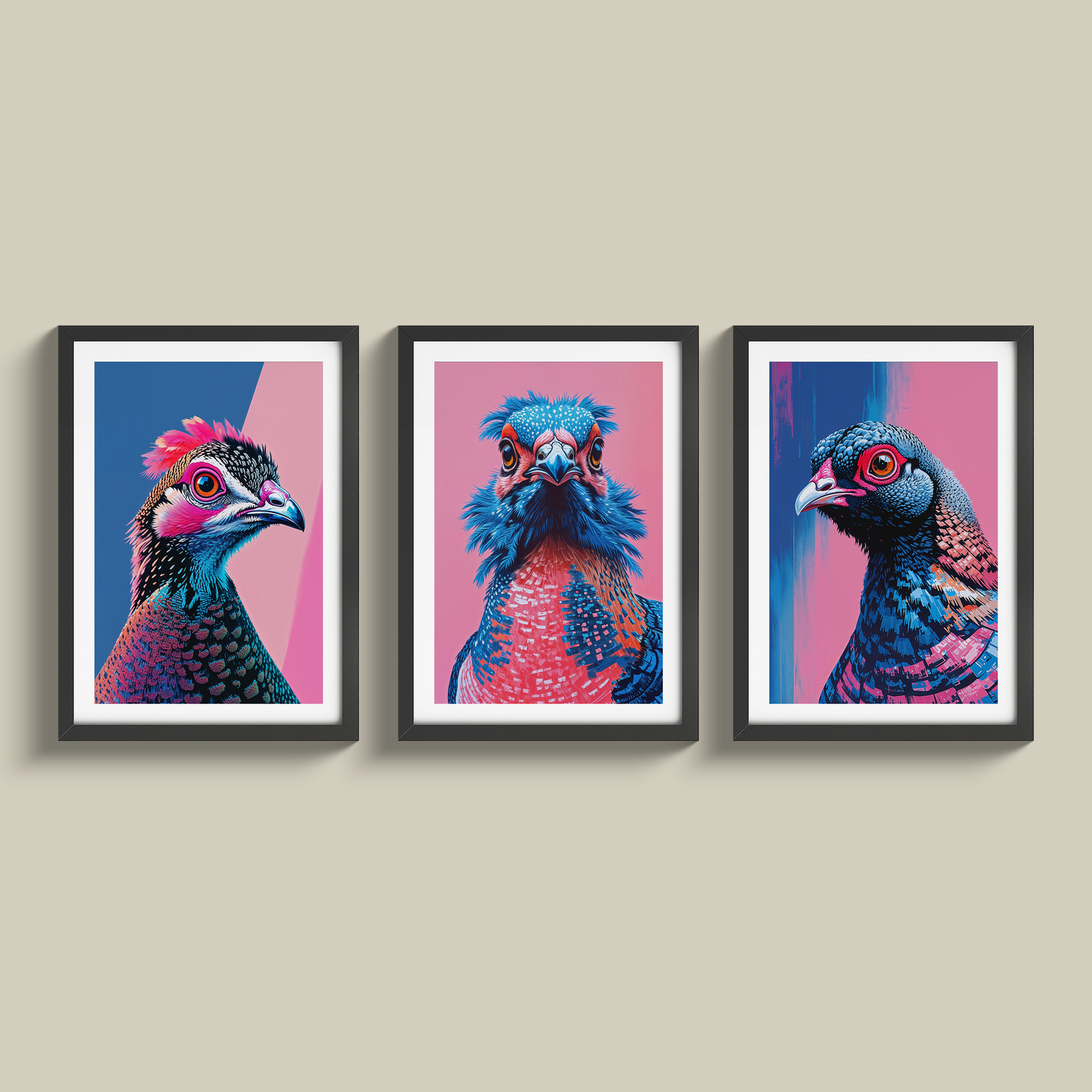 Stunning Pop art Poultry set of three prints