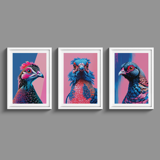 Stunning Pop art Poultry set of three prints